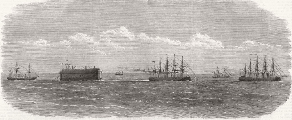 ATLANTIC ISLANDS. The Bermuda floating Dock passing down channel 1869 print